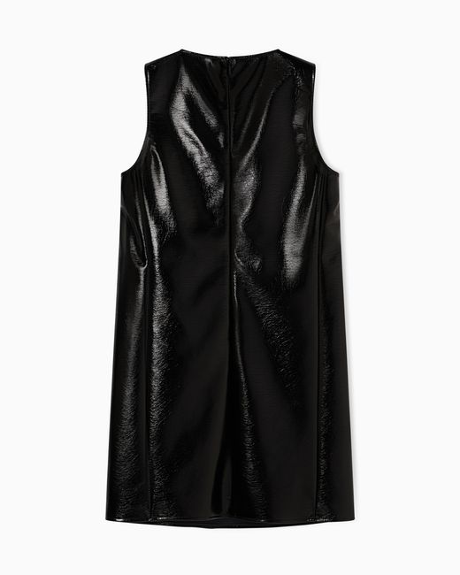 ARMANI EXCHANGE Black Wet Look Vinyl Minidress