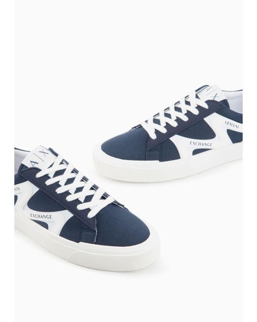 Armani Exchange Blue Econappa Sneakers With Tone-on-tone Details for men