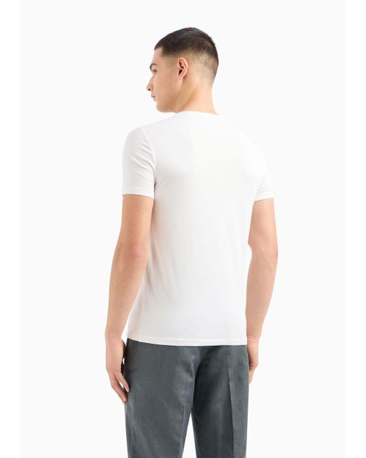 T-shirt Slim Fit In Jersey Stretch Con Stampa Astratta di Armani Exchange in White da Uomo