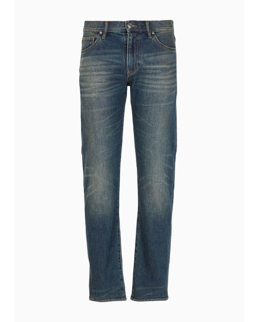 Armani Exchange Blue J16 Boyfriend Fit Cropped Jeans In Indigo Denim for men