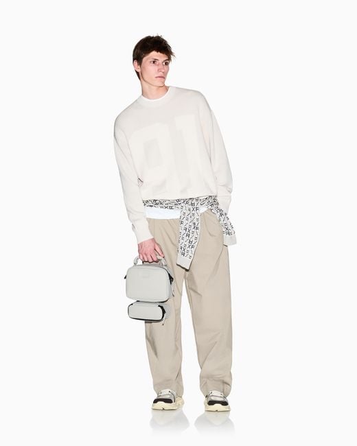ARMANI EXCHANGE White Ribbed Crew Neck Sweater for men