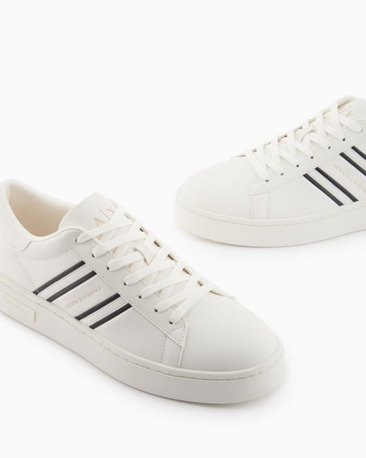 ARMANI EXCHANGE White Sneakers With Webbing And Rubber Sole for men