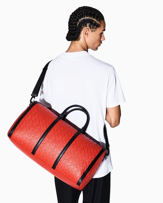 ARMANI EXCHANGE Red Technical Fabric Duffle Bag for men