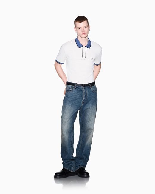 ARMANI EXCHANGE White Regular Fit Polo Shirt for men