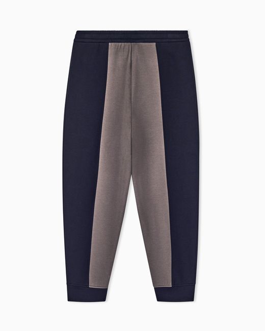 ARMANI EXCHANGE Blue Regular Fit Trousers Bonded Stretch Cotton Jersey for men