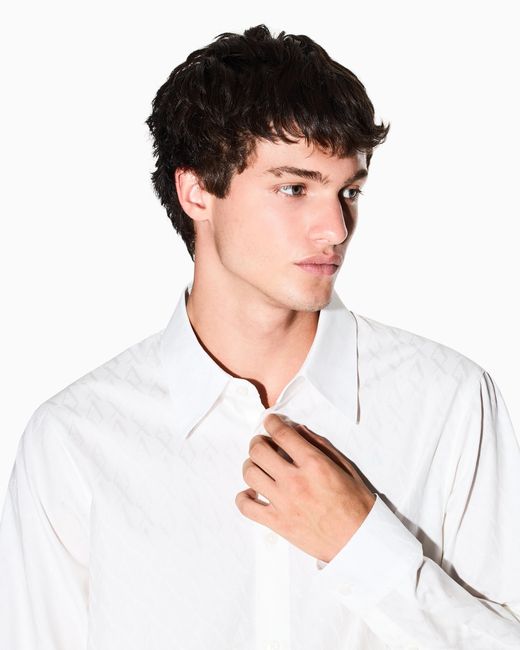 Chemise En Jacquard De Coton Coupe Régulière ARMANI EXCHANGE pour homme en coloris White