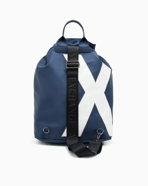ARMANI EXCHANGE Blue Technical Fabric Backpack for men