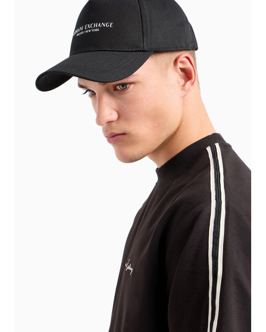 Cappello Con Visiera In Cotone Con Logo di Armani Exchange in Black