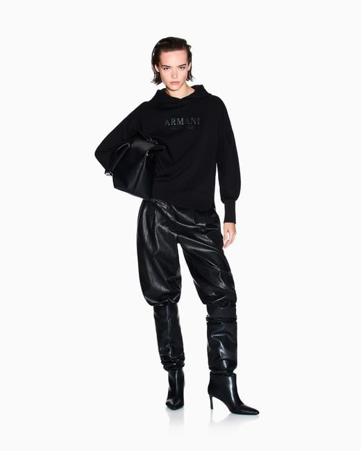 ARMANI EXCHANGE Black Sweatshirt With Wide Sleeves