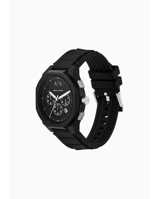 Armani Exchange Chronograph Black Silicone Watch for men