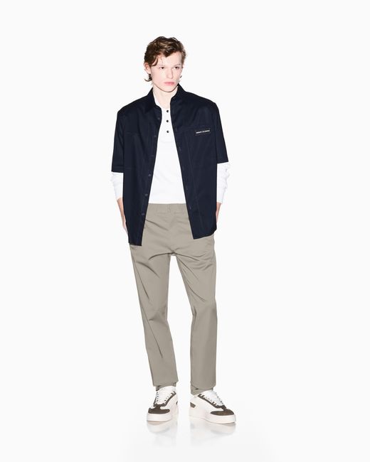 ARMANI EXCHANGE White Stretch Cotton Twill Trousers for men