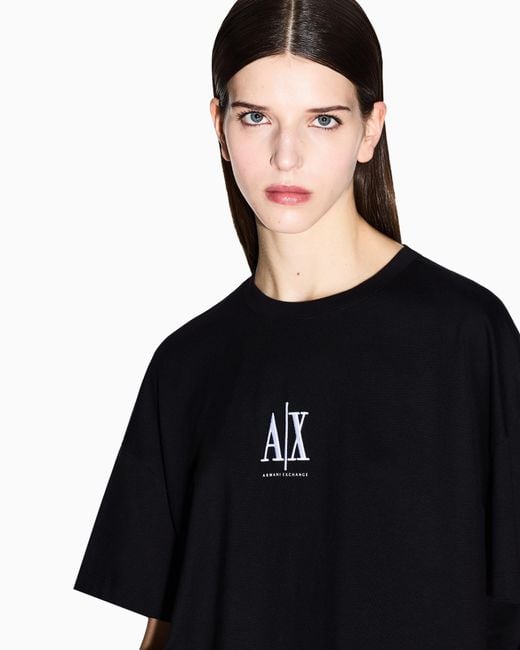 ARMANI EXCHANGE Black Boxy Fit T-Shirt