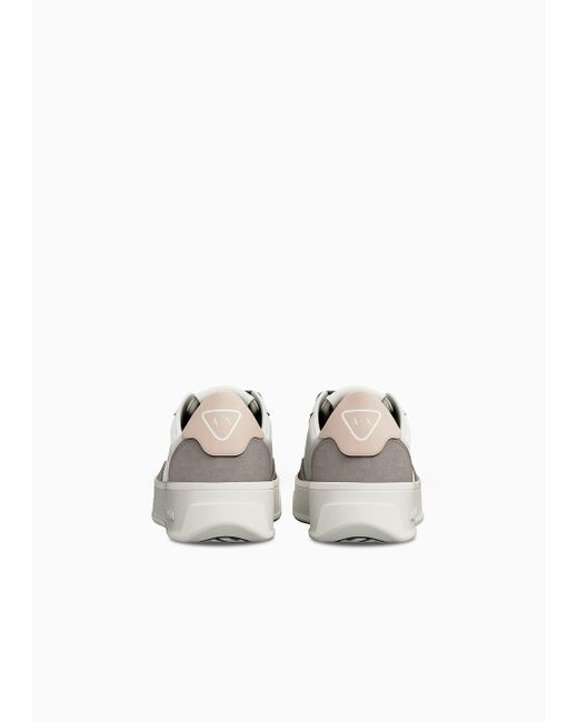 Armani Exchange White Sneakers Mit Wildledereinsätzen