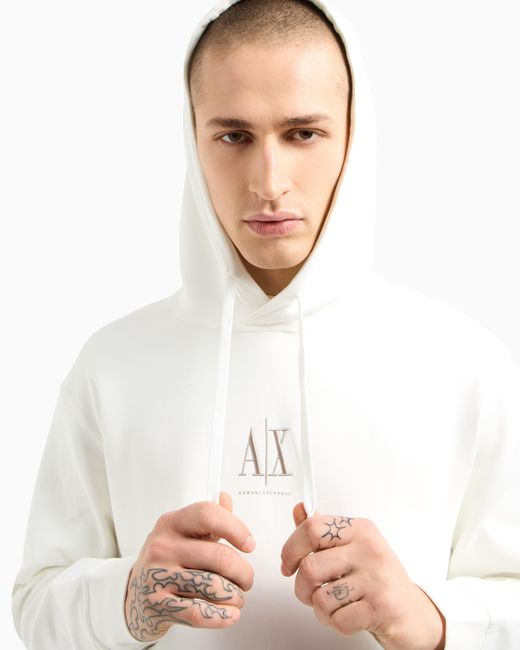 Hoodie With Embroidered Logo ARMANI EXCHANGE de hombre de color White
