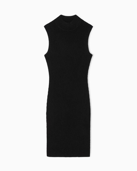 ARMANI EXCHANGE Black High-Neck Midi Dress