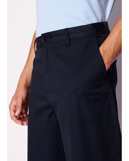 Armani Exchange Blue Chino Trousers In Cotton Gabardine for men