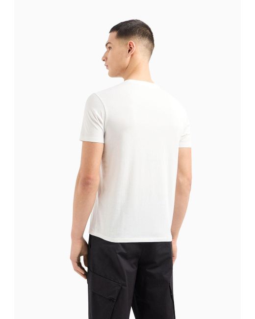 T-shirt Regular Fit In Cotone Con Stampa Giradischi di Armani Exchange in White da Uomo