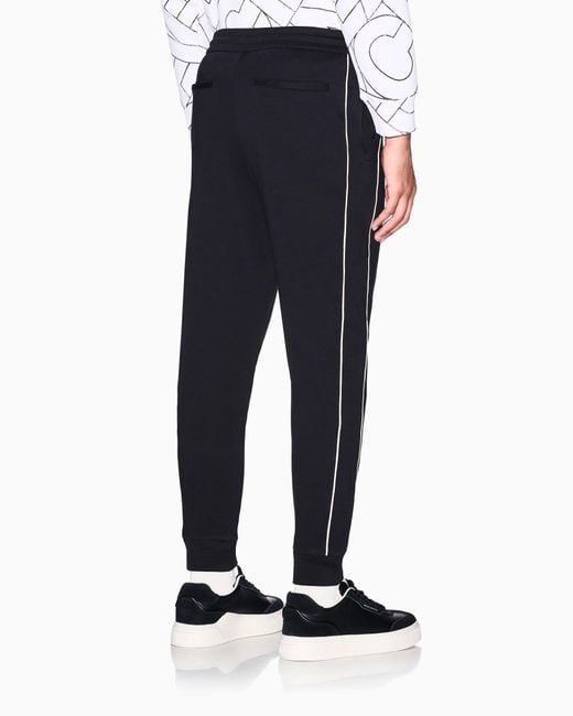 ARMANI EXCHANGE Black Interlock Trousers for men