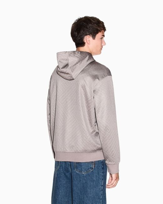 Felpa Con Cappuccio Micro Texture di ARMANI EXCHANGE in Gray da Uomo