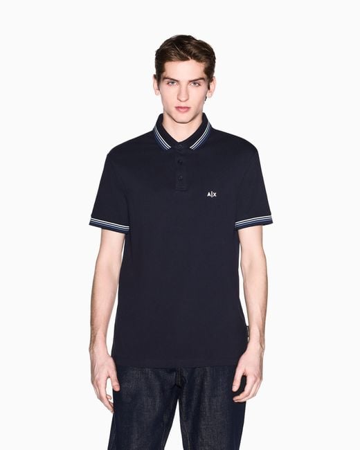 ARMANI EXCHANGE Blue Classic Polo Shirt for men