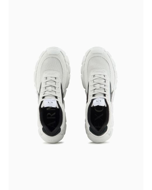 Armani Exchange White Chunky Leather Sneakers With A Mix Of Colors for men