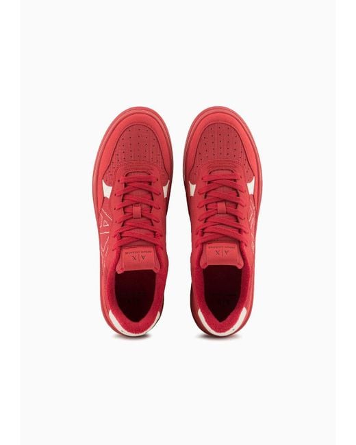 Sneakers Effetto Scamosciato Con Dettaglio A Contrasto di Armani Exchange in Red da Uomo