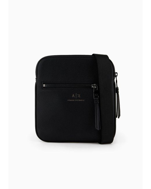 Armani Exchange Black Matte Flat Crossbody Bag for men