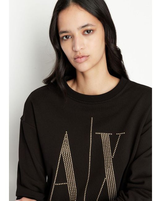 Armani Exchange Black French Terry Fabric Sweatshirt
