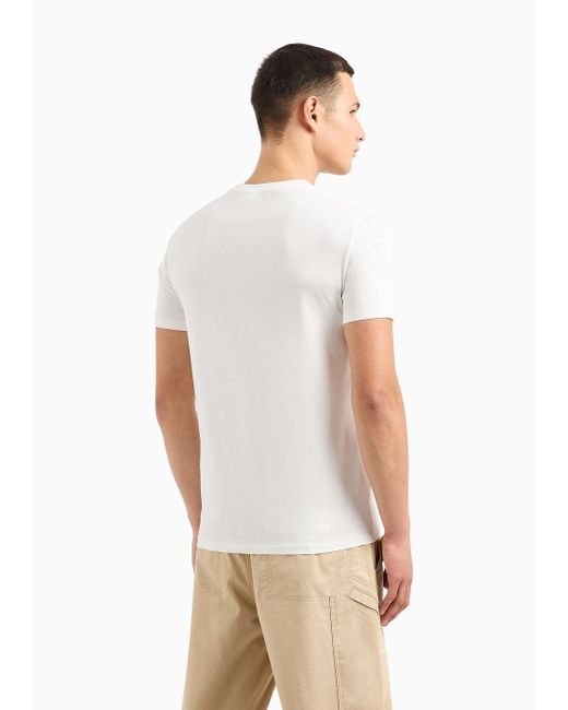 Armani Exchange White Slim Fit T-shirt In Mercerized Cotton With Logo Print for men
