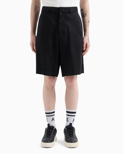 ARMANI EXCHANGE Blue Lyocell Bermuda Shorts for men