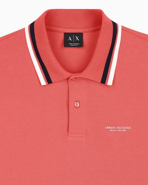 ARMANI EXCHANGE Red Regular Fit Polo Shirt for men