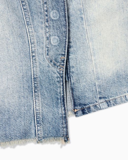 ARMANI EXCHANGE Blue Pigmented Denim Shirt With Used Effect