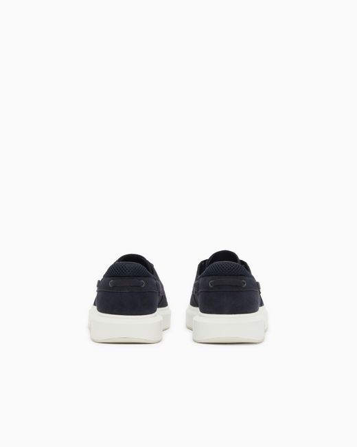ARMANI EXCHANGE Blue Suede And Mesh Urban Slip-On for men