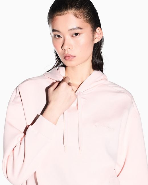 ARMANI EXCHANGE Pink Scuba Hoodie With Lettering Logo