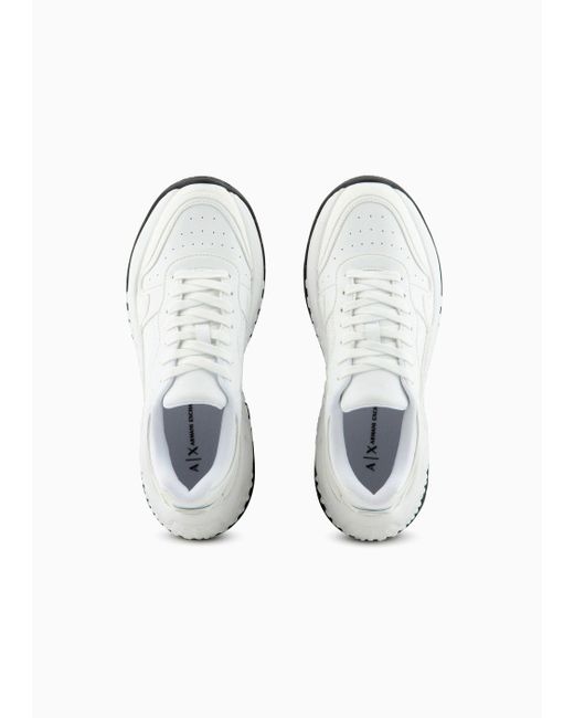 Armani Exchange White Chunky Sneakers With Contrasting Sole
