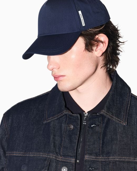 ARMANI EXCHANGE Blue Cap With Visor And Logo Label for men