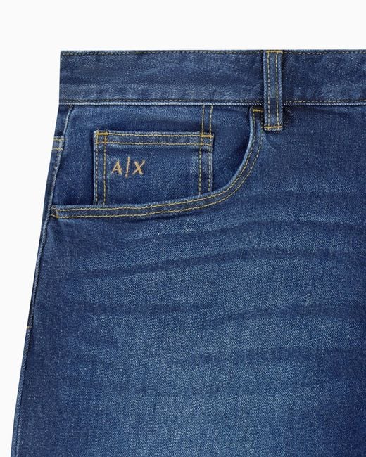 ARMANI EXCHANGE Blue Comfort Slim-Fit Cotton Denim Jeans With Fading Essential for men