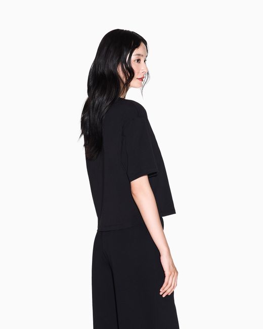 ARMANI EXCHANGE Black Cropped Cotton Jersey T-Shirt
