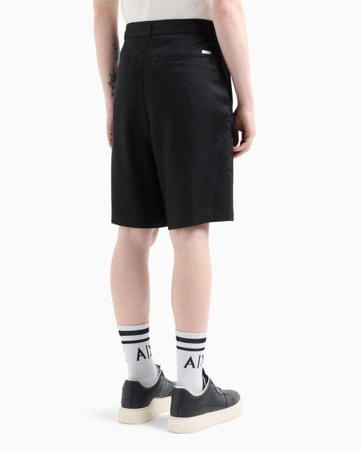 ARMANI EXCHANGE Blue Lyocell Bermuda Shorts for men