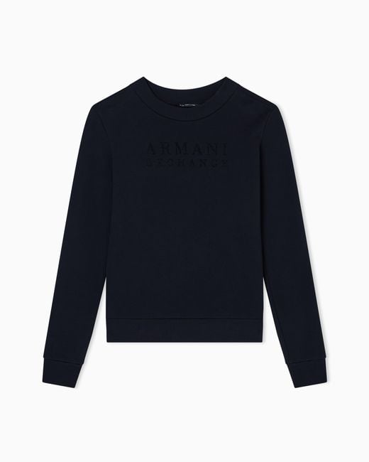 ARMANI EXCHANGE Blue Crewneck Sweatshirt With Small Logo