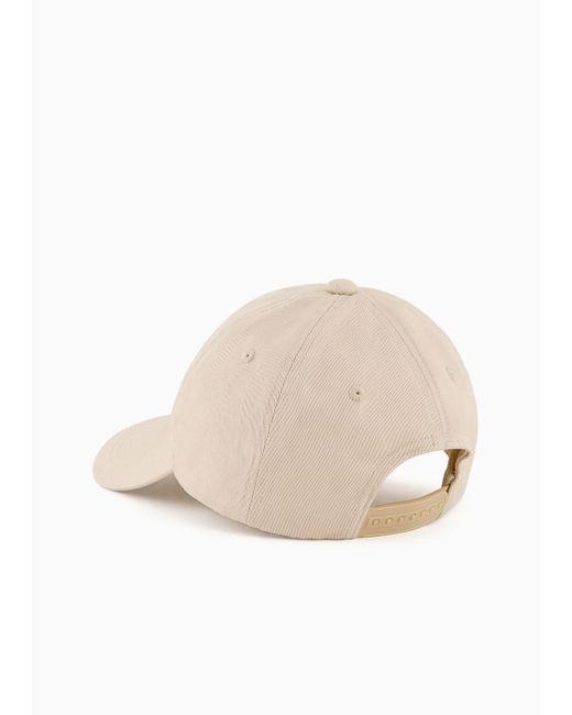 Armani Exchange Natural Cotton Peaked Hat With Glitter Logo