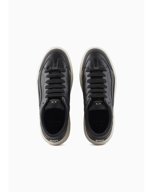 Armani Exchange Black Sneakers With Allover Logo for men