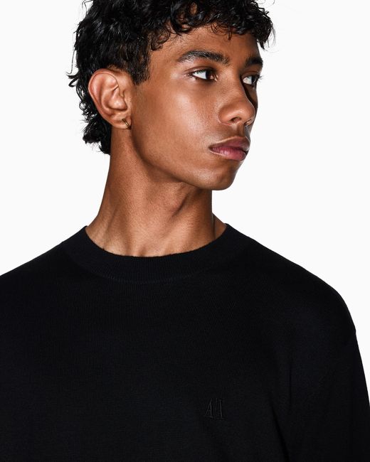 ARMANI EXCHANGE Black Crew Neck Sweater for men