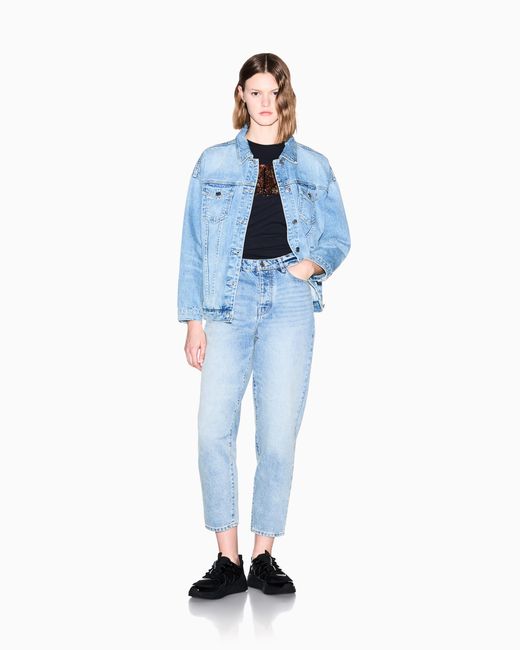 ARMANI EXCHANGE Blue Used Effect Denim Jacket