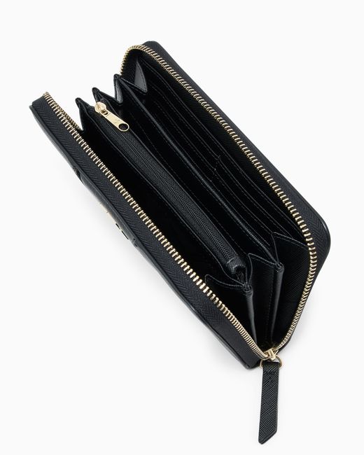 ARMANI EXCHANGE Black Coated Wallet With A Zip Around Closure