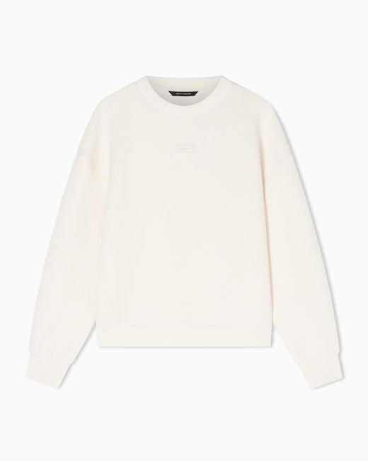 ARMANI EXCHANGE White Scuba Stretch Crew Neck Sweatshirt