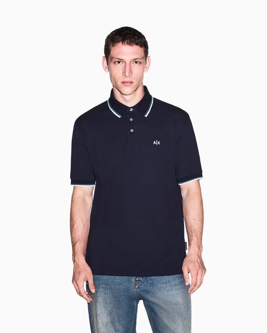 ARMANI EXCHANGE Blue Regular Fit Polo Shirt for men