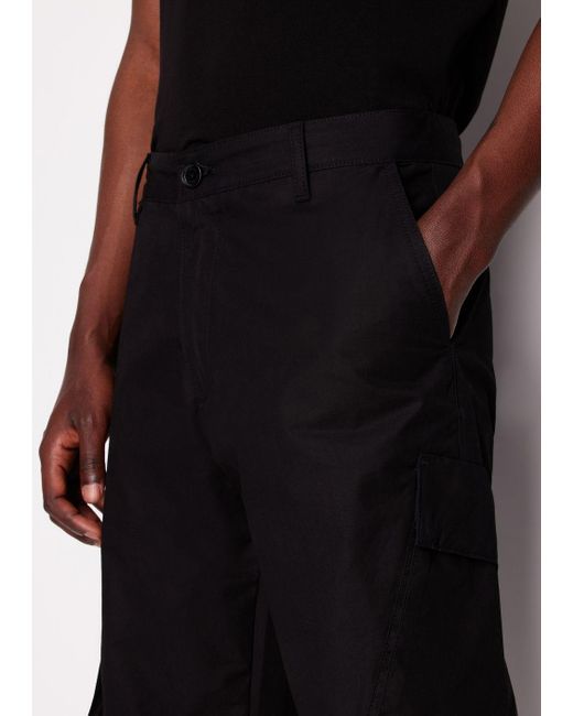 Pantaloni Cargo In Gabardine Di Cotone di Armani Exchange in Black da Uomo