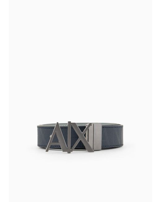 Armani Exchange White Belt With Logo Buckle for men