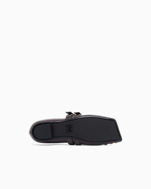 ARMANI EXCHANGE White Ballet Flat With A Smooth And Shiny Finish
